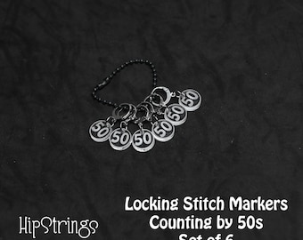 Counting by 50s Locking Stitch Markers - Set of 6