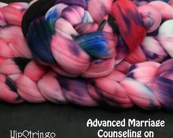 Advanced Marriage Counseling  on Hand Dyed Superwash Targhee Wool Combed Top - 4 oz