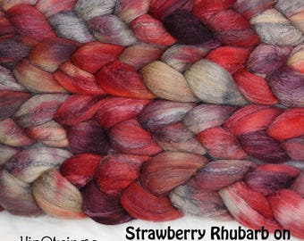 Strawberry Rhubarb on Hand Dyed Merino Yak Silk Combed Top 4 oz