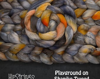 Playground on Hand Dyed Tweed Shaniko wool and Viscose Combed Top - 4 oz