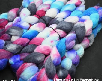 They Make Up Everything on Hand Dyed 80/20 Rambouillet Wool Tussah Silk Combed Top - 4 oz
