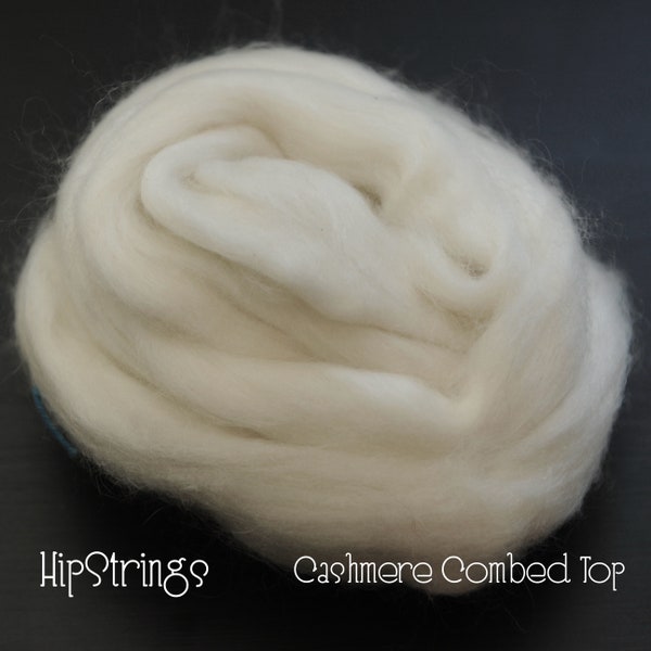 White De-Haired Cashmere Combed Top - 2 oz