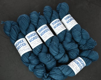 Deep Ocean on Hand Dyed Targhee Wool Worsted Yarn - 230 yd/100 g