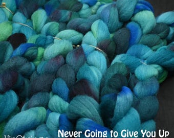 Never Going to Give You Up on Hand Dyed Southdown/Dorset Horn/Bio-Nylon Combed Top - 4 oz