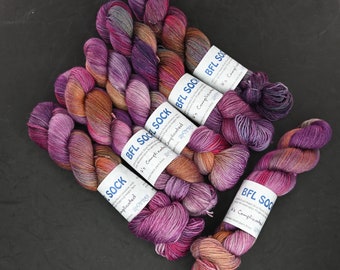 It's Complicated on Hand Dyed SW Blue Faced Leicester Wool Sock Yarn - 437 yd/3.5 oz