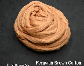 Peruvian Brown Cotton Carded Sliver - 4 ounces