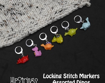 Assorted Dinos Locking Stitch Markers - Set of 6