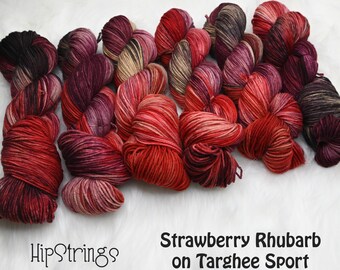 Strawberry Rhubarb on Hand Dyed Targhee Wool Sport Yarn - 300 yd/100 g