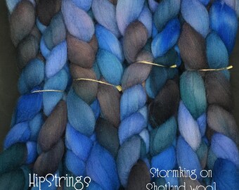 Stormking on Hand Dyed Shetland wool Combed Top - 4 oz