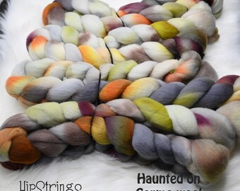Haunted on Hand Dyed Cormo Wool Combed Top - 4 oz