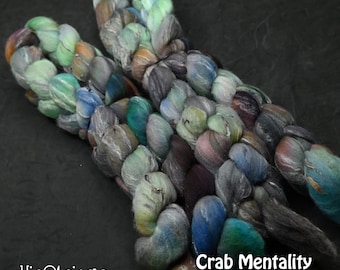 Crab Mentality on Hand Dyed Shaniko Wool Tweed Combed Top - 4 oz