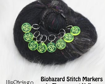 Biohazard Snagless Stitch Markers - Set of 8