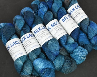 Convergence on Hand Dyed SW BFL Silk Lace Yarn - 100g