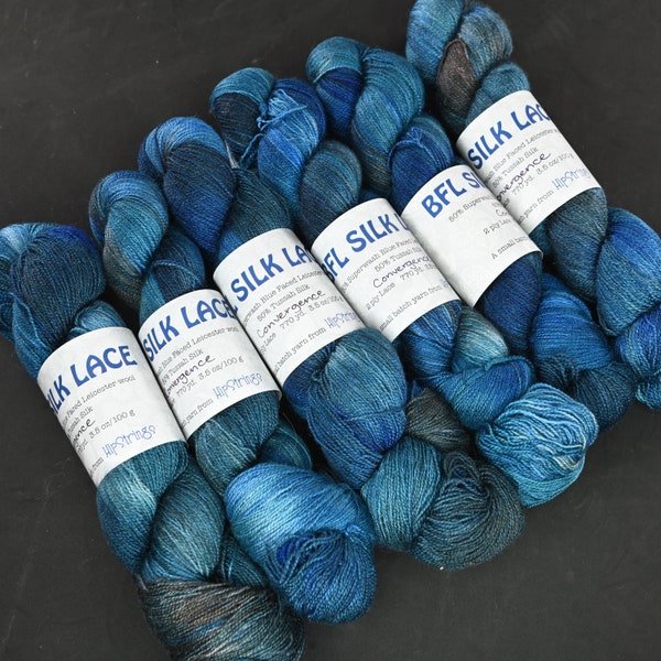 Convergence on Hand Dyed SW BFL Silk Lace Yarn - 100g