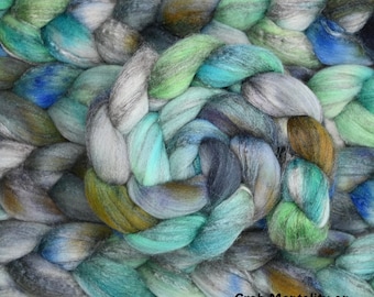 Crab Mentality on Hand Dyed Merino Yak Silk Combed Top 4 oz