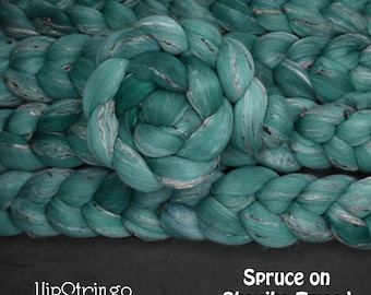 Spruce on Hand Dyed Shaniko Wool Tweed Combed Top - 4 oz