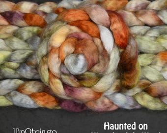 Haunted on Hand Dyed Wensleydale Wool Combed Top - 4 oz