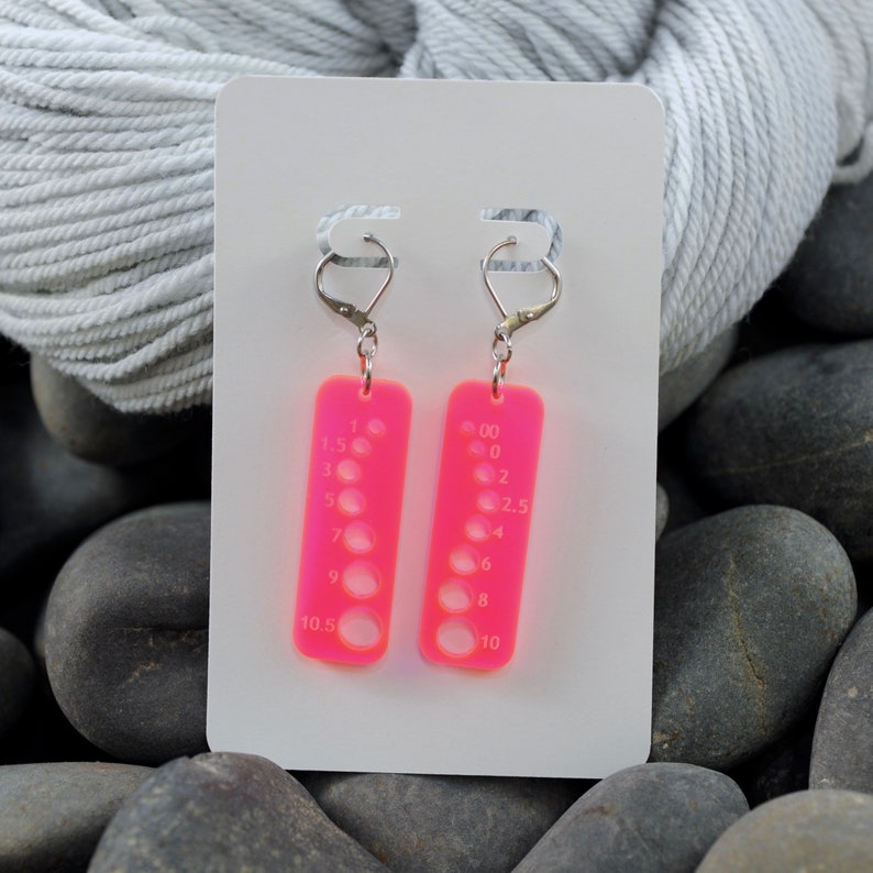 Needle Gauge Earrings Frosted and Fluorescent Acrylic image 6