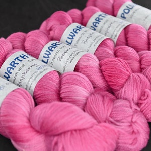 Raspberry on Hand Dyed Polwarth wool DK yarn  - 100g