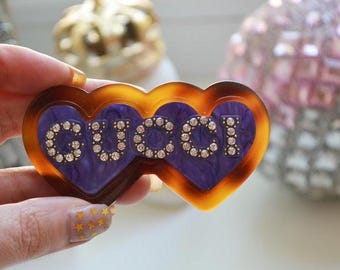 Vintage Aesthetic Brown Heart Gucci Hairpin Hair Accessorie Gift For Her