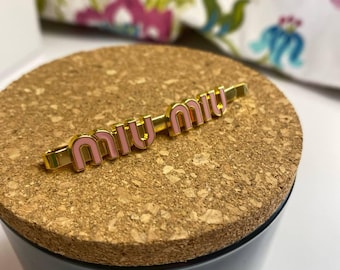 Vintage Rare VTG Miu Miu Hairpin Hair Accessorie Hair Clip Gold Pink