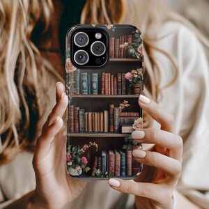 Dark Academia Book Shelf Phone Case, Book Theme Phone Cover, Gothic Bookshelf Phone Cover for iPhone Samsung Pixel, Gift for Librarian