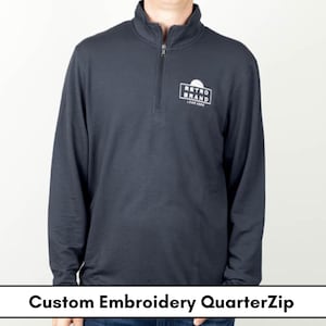 Embroidered Custom Logo Quarter Zip Sweatshirt, Custom Embroidered Quarter Zip Unisex Sweatshirt, Logo Embroidered Zippered Sweatshirt