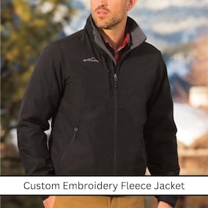 Custom Embroidered Pocket Fleece Jacket, Personalized Mens Monogram Logo Fleece Jacket, Womens Text Embroidery Zipper Pullover Gift For Her