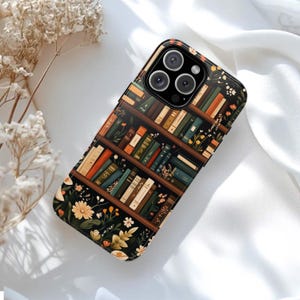 Dark Academia Book Shelf Phone Case, Book Theme Phone Cover, Gothic Bookshelf Phone Cover for iPhone Samsung Pixel, Gift for Librarian