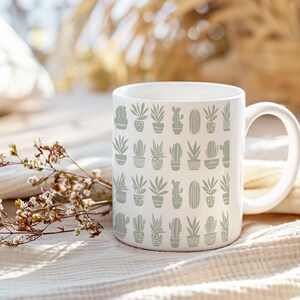 Cute Cactus Coffee Mug, Boho Desert Pattern Coffee Tea Cup, Cactus Mug Ceramic, Succulent Coffee Cup, Thoughtful Best Friend Gift