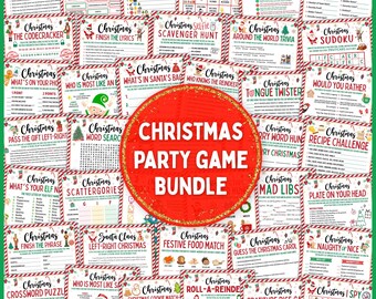 Christmas Party Games Bundle Printable Holiday Party Game Kids Teen Adult Family Office Classroom Activity Dice Emoji Movie Song Trivia Game