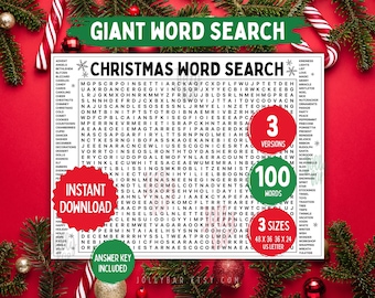 Giant Christmas Word Search Printable Christmas Game Family Kids Word Find Classroom Activity Icebreaker Printables Fun Holiday Party Games