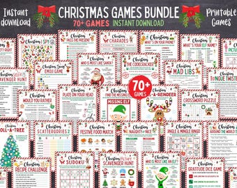 Christmas Games Bundle Christmas Printable Games Kids Teen Adult Family Friends Fun Office Classroom Activity Printables Holiday Party Game