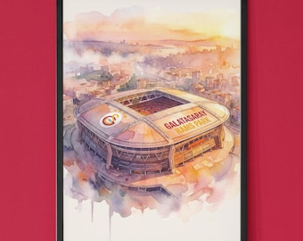 Galatasaray Stadium Poster | Rams Park Watercolor Art | Ali Sami Yen Galatasaray