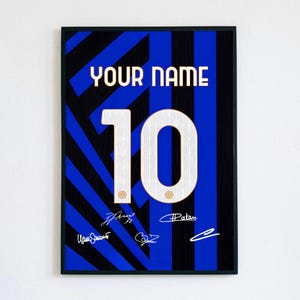 Inter Milan Jersey Poster: Personalized Football Art with Player Signatures (Digital Download)