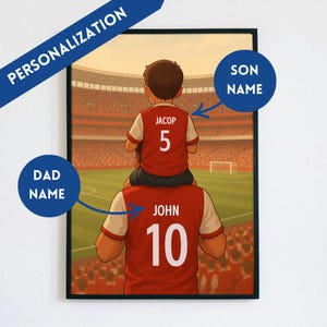 Arsenal Personalized Father & Child Poster – Custom Jersey Name and Number – Digital Football Wall Art