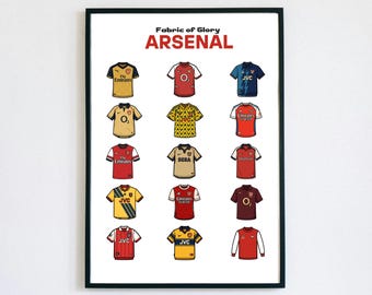 Arsenal Football Shirt History Poster: Vintage Kit Evolution Art (Digital Download)