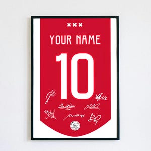 Custom Signed Ajax FC Jersey Poster | Personalized Name & Number | Digital Download (PNG + PDF) | Henderson, Taylor, Hato