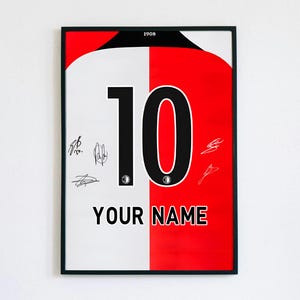 Aangepaste Feyenoord gesigneerde jersey poster | Gullit Van Persie Kuyt Wijnaldum Berghuis | Gepersonaliseerde digitale muurkunst cadeau voor fans