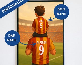 Personalized Galatasaray Father & Child Football Art (Digital Download)