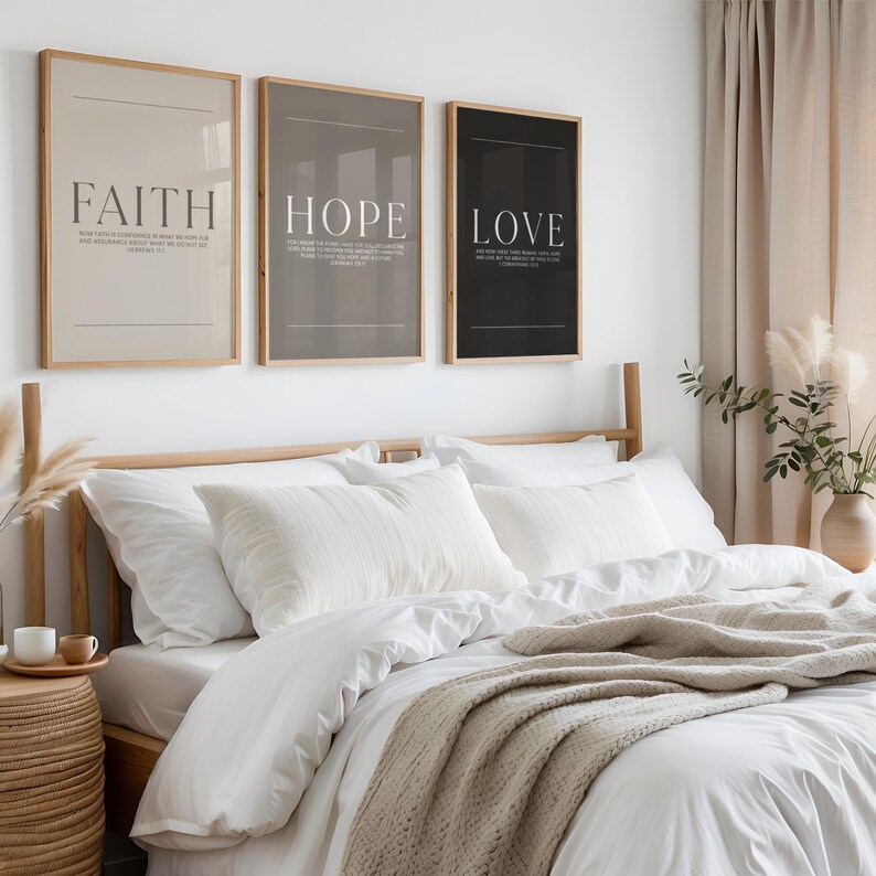 Faith Hope Love Printable Wall Art, Christian Scripture Set, Minimalist ...