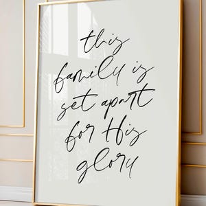 Esta Família Está Separada Para Sua Glória, Arte de Parede Cristã para Casa, Placa com Versículos Bíblicos para Imprimir, Arte de Parede com Escrituras Minimalista