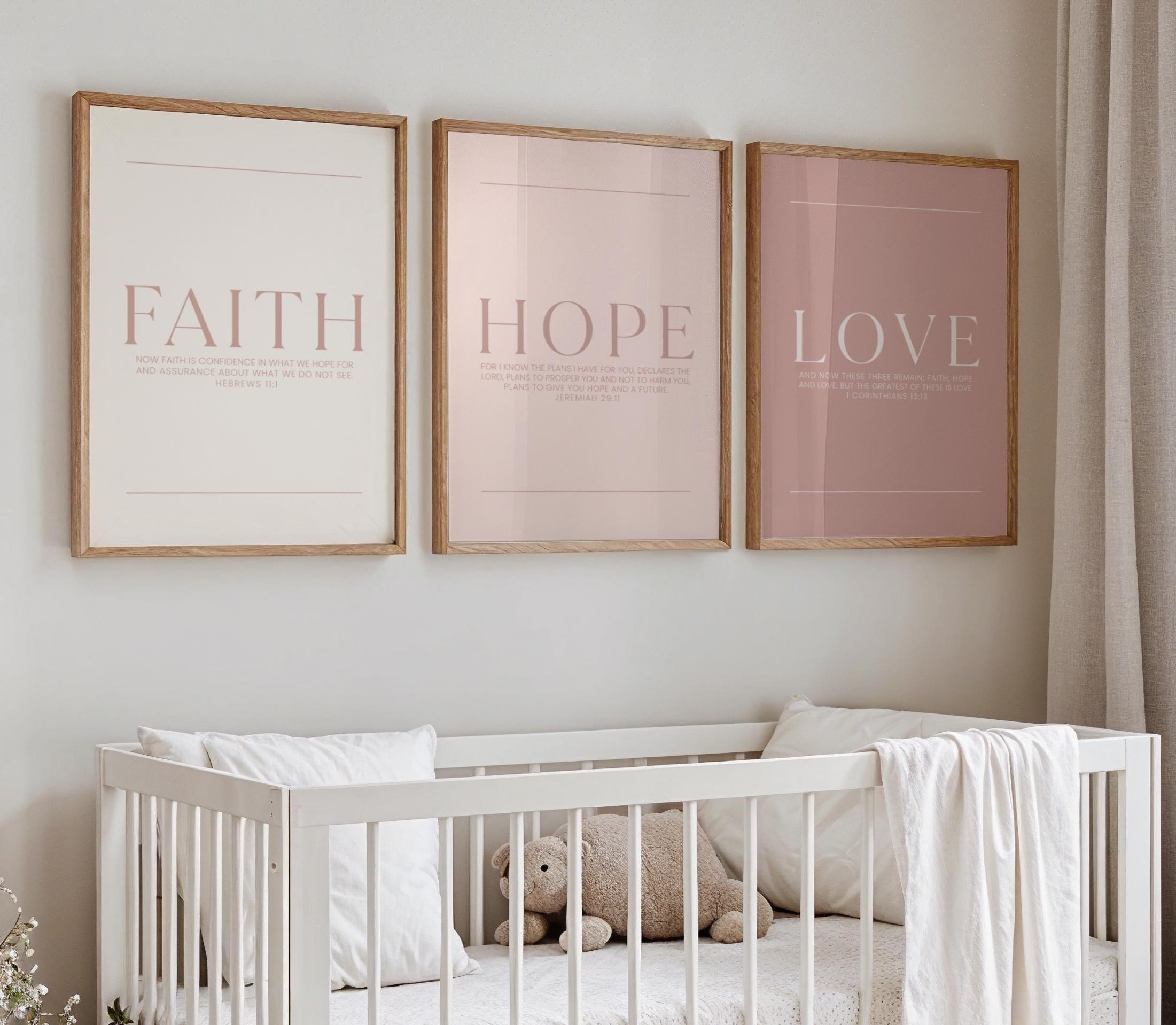 Faith Hope Love Christian Wall Art Set | Bible Verse Prints ...
