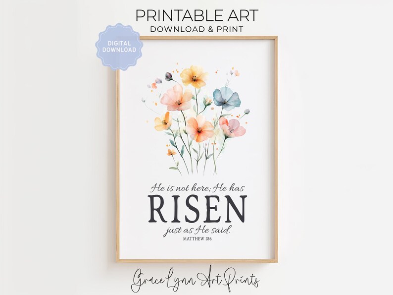 he is not here printable sign, he has risen printable, easter bible verse printable, he is risen printable, easter scripture printable, bible verse printable, bible verse wall art, scripture wall art, scripture printable sign, matthew 28:6 printable, printable easter wall art, religious wall art easter decor, easter bible verse sign, easter quote wall art, resurrection quote printable, he is risen sign, religious easter sign