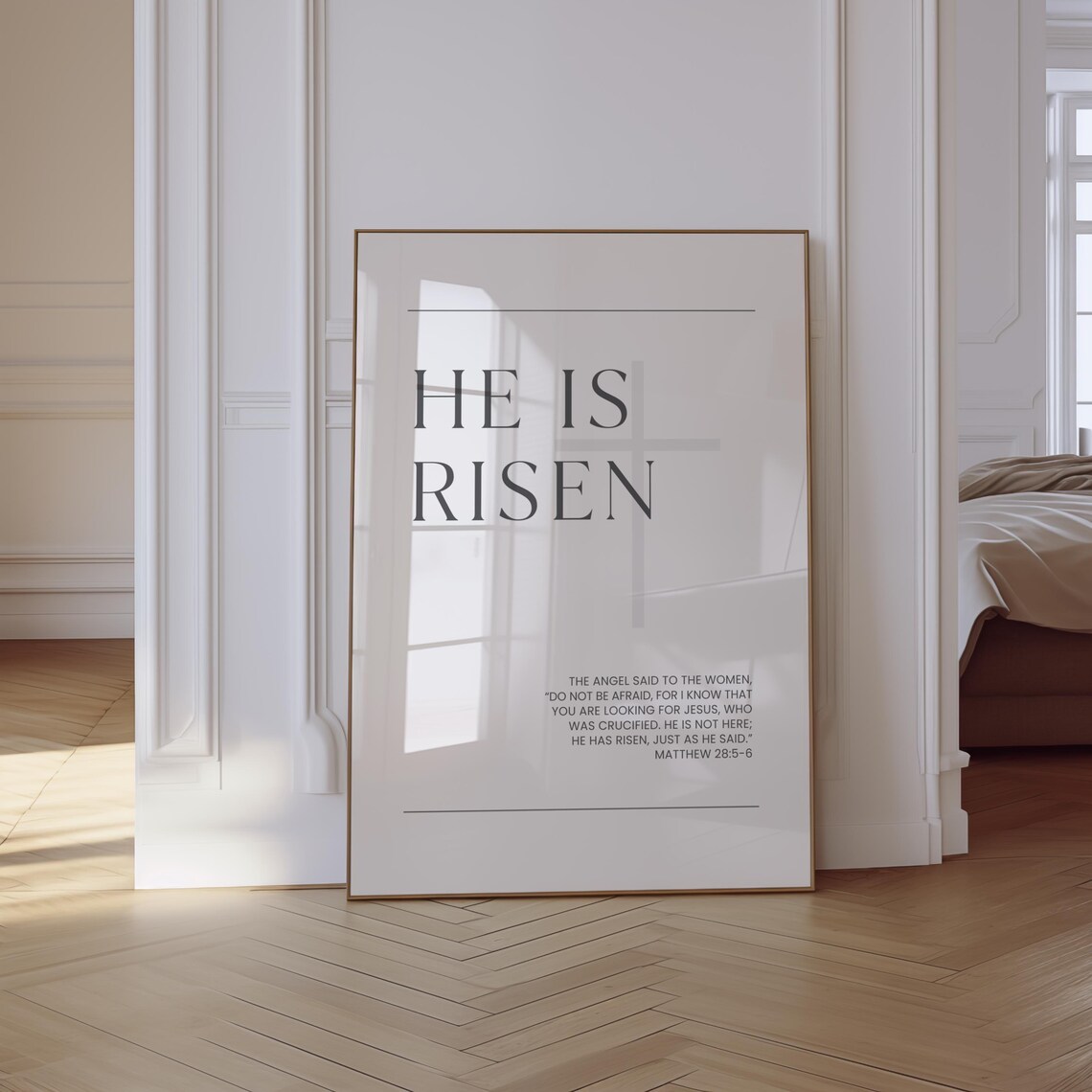 He is Risen Printable Wall Art, Matthew 28 5-6 Bible Verse Print ...