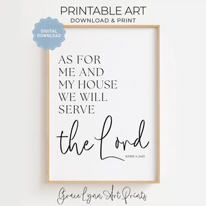 as for me and my house sign, bible verse printable, bible verse wall art, scripture wall art