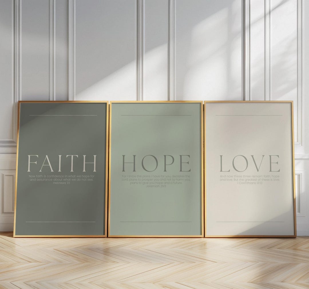 Faith Hope Love Printable Wall Art Set | Christian Bible Verse Prints ...