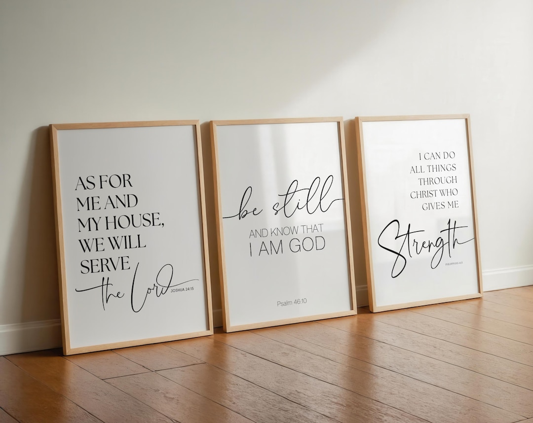 Christian Wall Art Set of 3 Prints, Bible Verse Printable Bundle ...