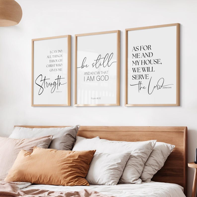 Christian Wall Art Set of 3 Prints, Bible Verse Printable Bundle ...