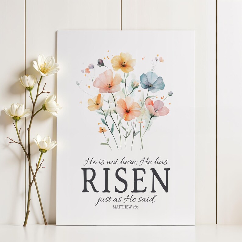 he is not here printable sign, he has risen printable, easter bible verse printable, he is risen printable, easter scripture printable, bible verse printable, bible verse wall art, scripture wall art, scripture printable sign, matthew 28:6 printable, printable easter wall art, religious wall art easter decor, easter bible verse sign, easter quote wall art, resurrection quote printable, he is risen sign, religious easter sign